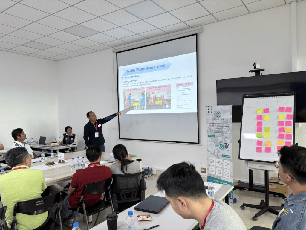 Closed Loop Fashion Textile Waste Management Training at Sabrina Group. Phnom Penh, Cambodia